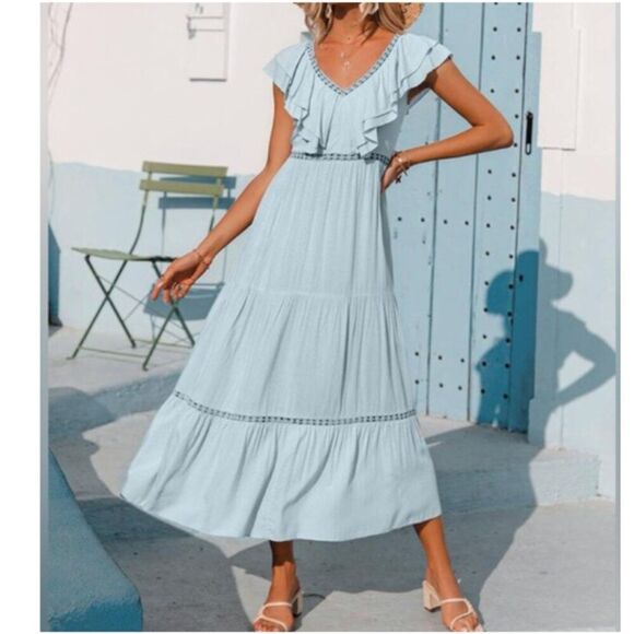 Simplee Apparel Dresses & Skirts - Simplee | Women's Ruffle Lace Maxi Dress Size Medium